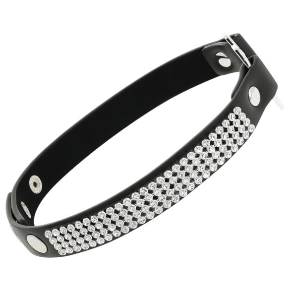 Coquette - strasschoker med hjertvedheng (svart)