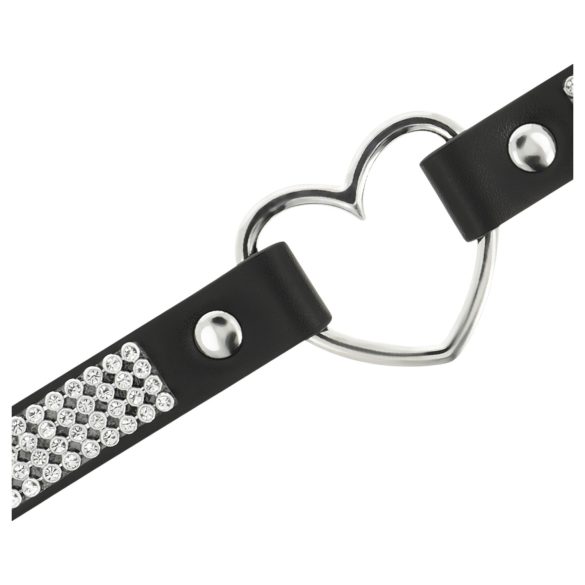 Coquette - strasschoker med hjertvedheng (svart)