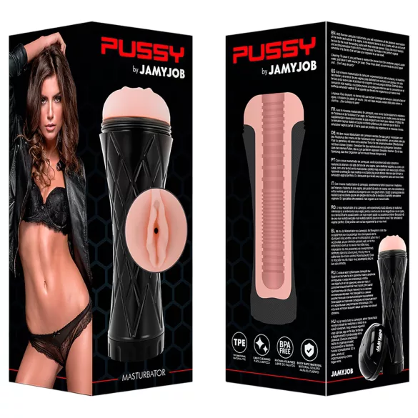 JamyJob - realistisk kunstig vagina i etui (svart-natur)