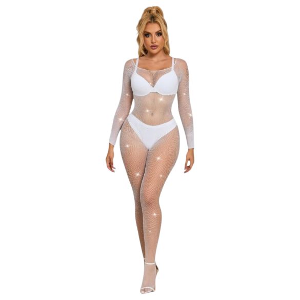 Subblime 952396 - glitrende jumpsuit med strass - (hvit) - S-L