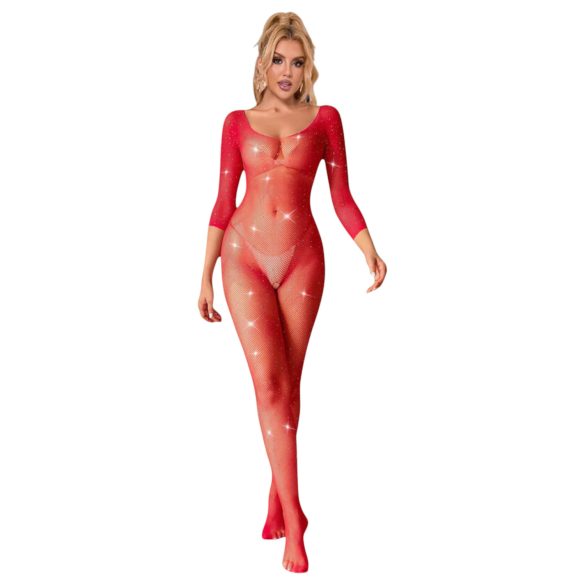 Subblime 952419 - glitrende jumpsuit med strass - (rød) - S-L