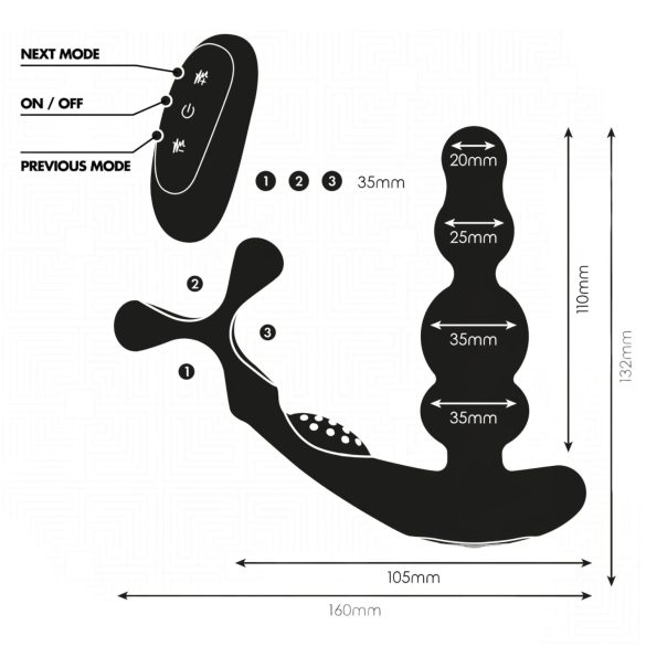 Addicted Toys - roterende analvibrator med penisring (svart)