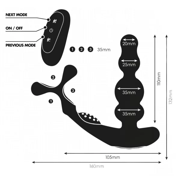 Addicted Toys - roterende analvibrator med penisring (svart)