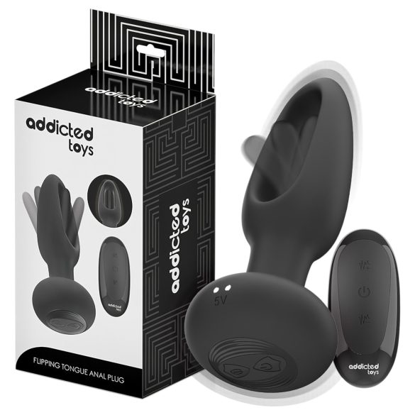 Addicted Toys - bevegelig tunge anale vibrator (svart)