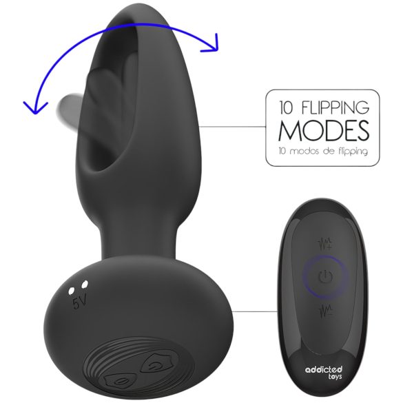 Addicted Toys - bevegelig tunge anale vibrator (svart)