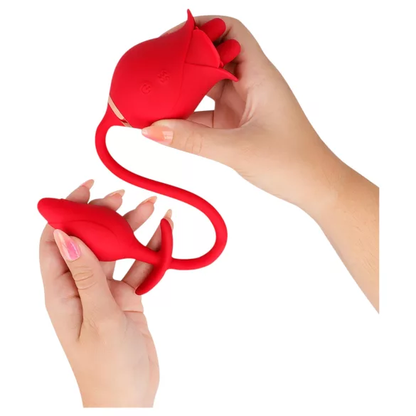 Intens Melanie - 2-i-1 bevegelig tungekiler klitoris vibrator (rød)