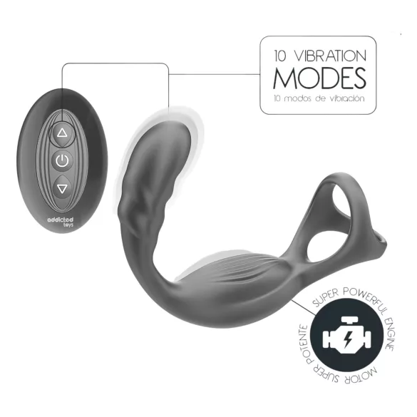 Addicted Toys - Analdildo med penis- og ballring (svart)