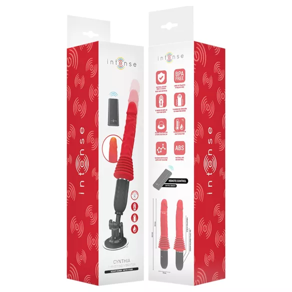 Intense Cynthia - støtvibrator med sugekopp (rød)