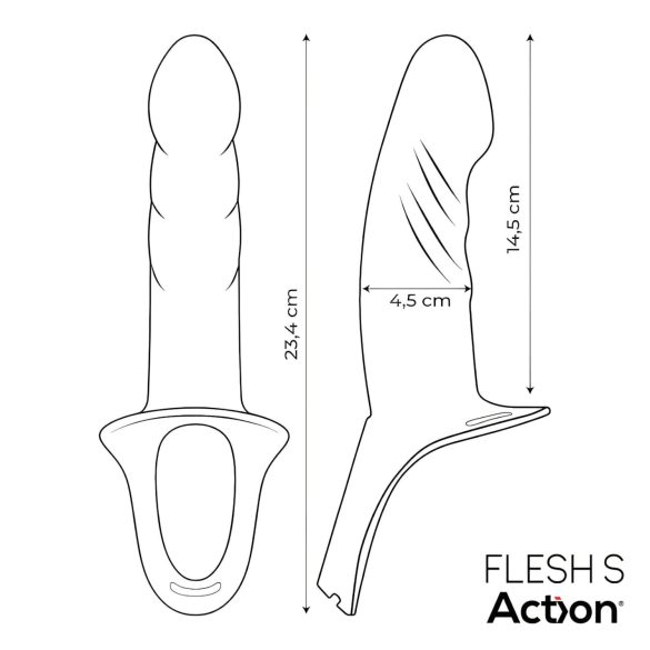 Action StrapOn S - justerbar, hul dildo (naturlig)