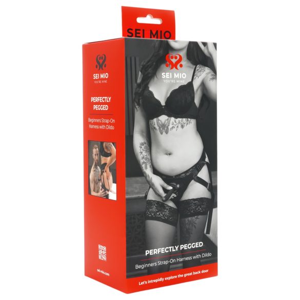 Sei Mio - justerbar strap-on dildo med sele - 12,5 cm (svart)