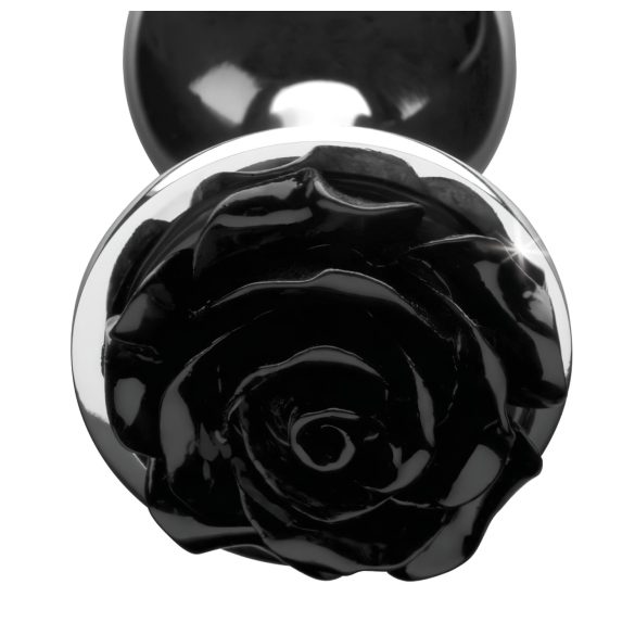 Booty Sparks Black Rose - anodisert analplugg (sølv-svart)