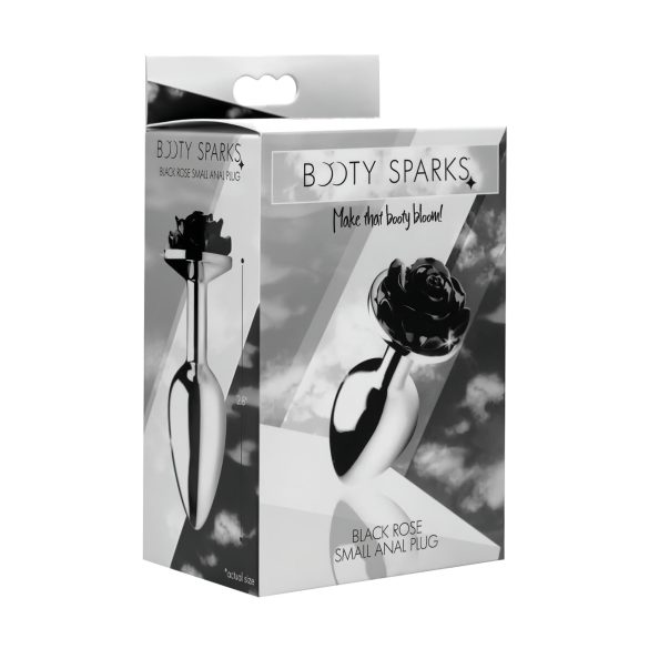 Booty Sparks Black Rose - anodisert analplugg (sølv-svart)