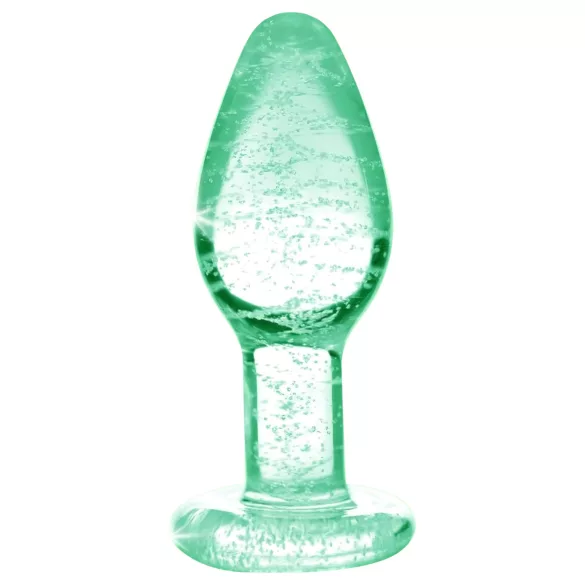 Booty Sparks Glow in the Dark S - glass analplugg (gjennomsiktig)