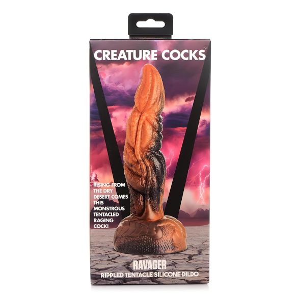 Creature Cocks Ravager - teksturert silikon dildo - 20cm (oransje)
