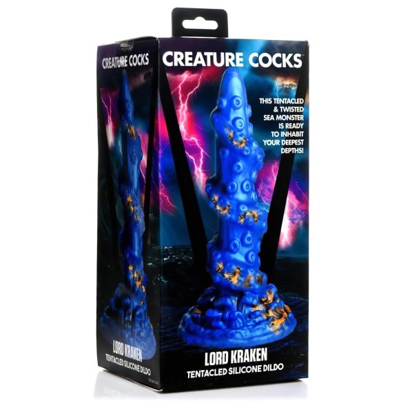 Creature Cocks Kraken - spiralformet blekksprutdildo - 21cm (gull-blå)