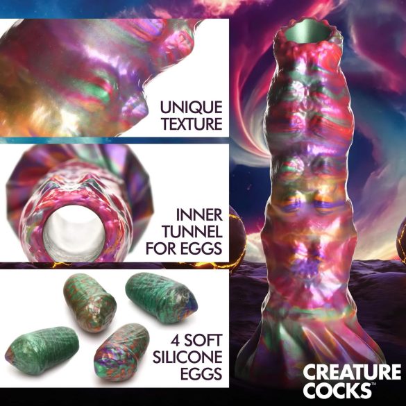 Creature Cocks Larva - romvesen dildo med egglegging (regnbue)