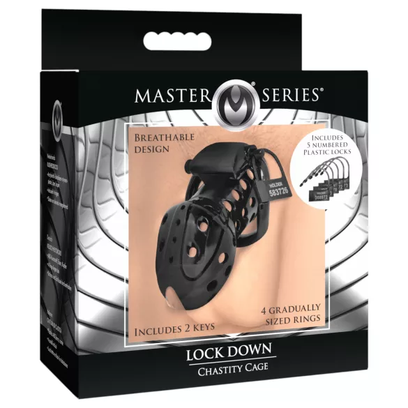 Master Series Lock Down - ventilerte penisburet (svart)