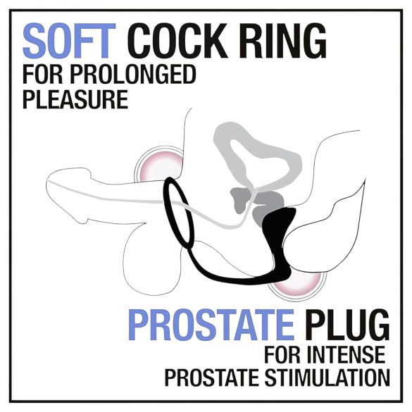 Anal Eventyr Platina - anal dildo med penisring (svart)