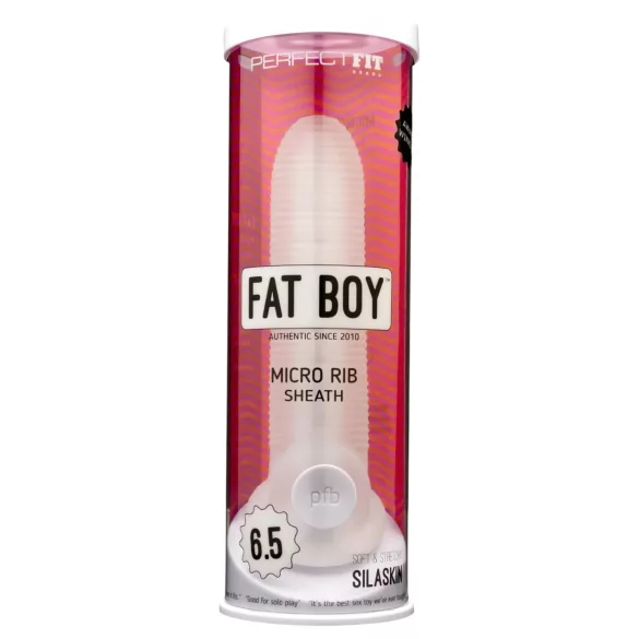 Perfect Fit - Fat Boy Micro Ribbed - penishylse (17 cm, hvit)