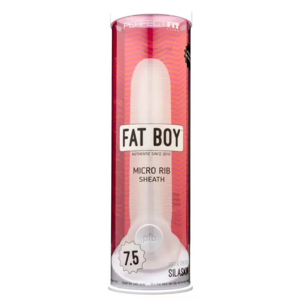 Perfect Fit - Fat Boy Micro Ribbed - penishylse (19 cm, hvit)