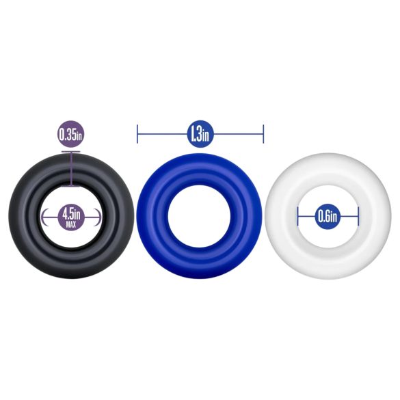 Stay Hard - penisring sett - 3 stk (farget)