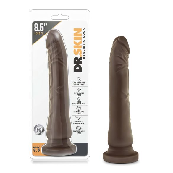 Dr. Skin 8,5 - naturtro dildo med sugekopp, brun (20,5 cm)