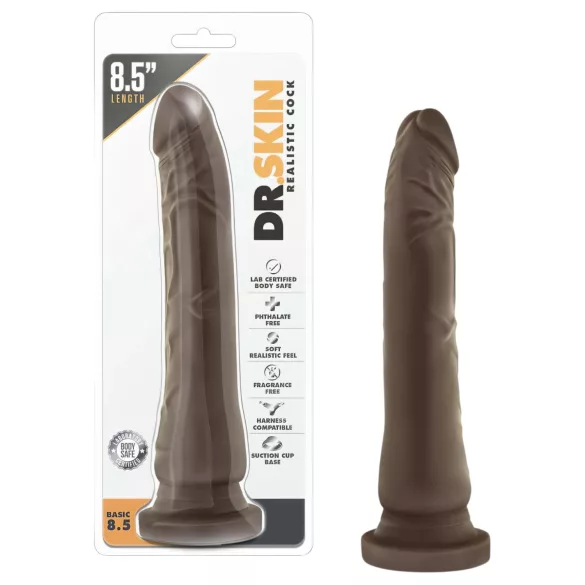 Dr. Skin 8,5 - realistisk dildo med sugekopp (brun, 20,5 cm)