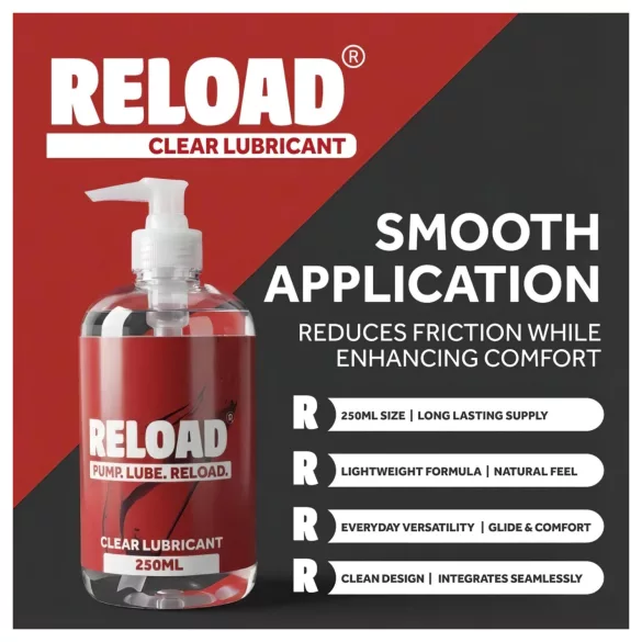 Reload - gjennomsiktig, vannbasert glidemiddel i pumpeflaske (250 ml)