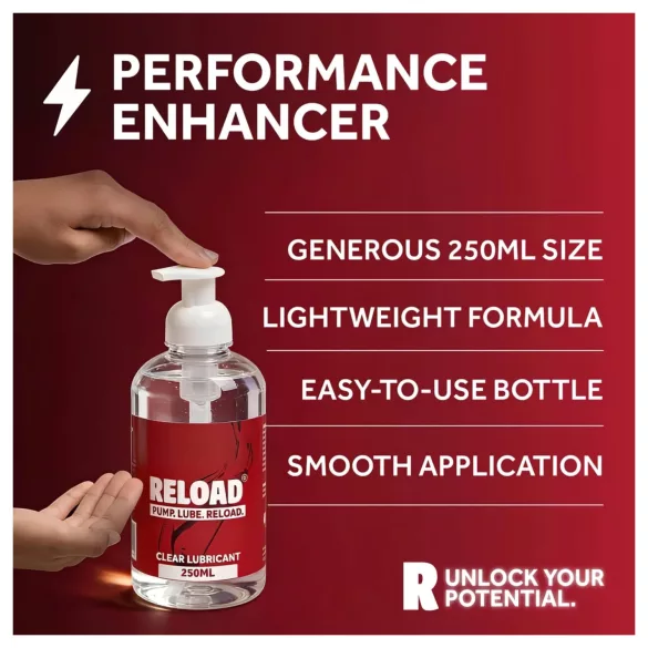 Reload - gjennomsiktig, vannbasert glidemiddel i pumpeflaske (250 ml)
