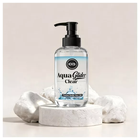 EXS AquaGlider Clear - gjennomsiktig, vannbasert glidemiddel i pumpeflaske (250 ml)