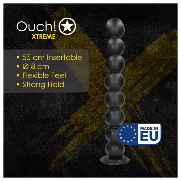Ouch! Balls of Lust - gigantisk analkjede (svart) - 55 cm