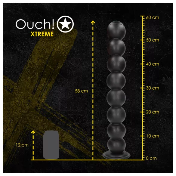 Ouch! Balls of Lust - gigantisk analkjede (svart) - 55 cm