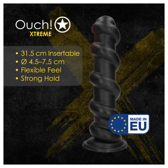 Ouch! Hole Driller - gigantisk analplugg (svart) - 31,5 cm