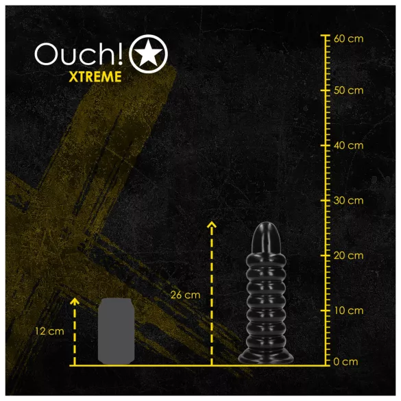 Ouch! Spiral Force - vridd analplugg (svart) - 23,5 cm