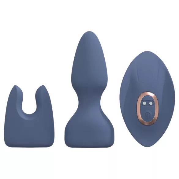 Loveline - vibratorsett med utskiftbart hode (blå-grå)