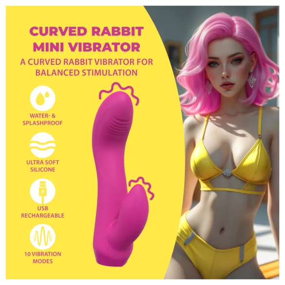 Loveline - buet mini-vibrator med kanin (rosa)