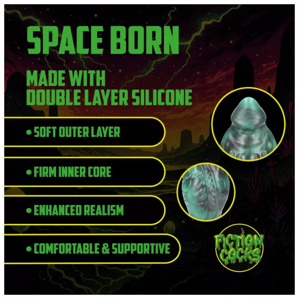Ouch! Space Born - silikon analplugg (grønn-svart)