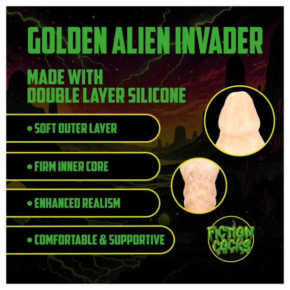 Ouch! Golden Alien Invader - silikon fantasidildo (gull)