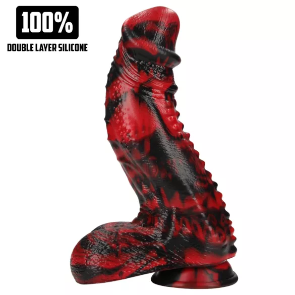 Ouch! Dark Lycan Spawn - silikon fantasidildo (rød-svart)