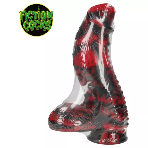 Ouch! Dark Lycan Spawn - silikon fantasidildo (rød-svart)