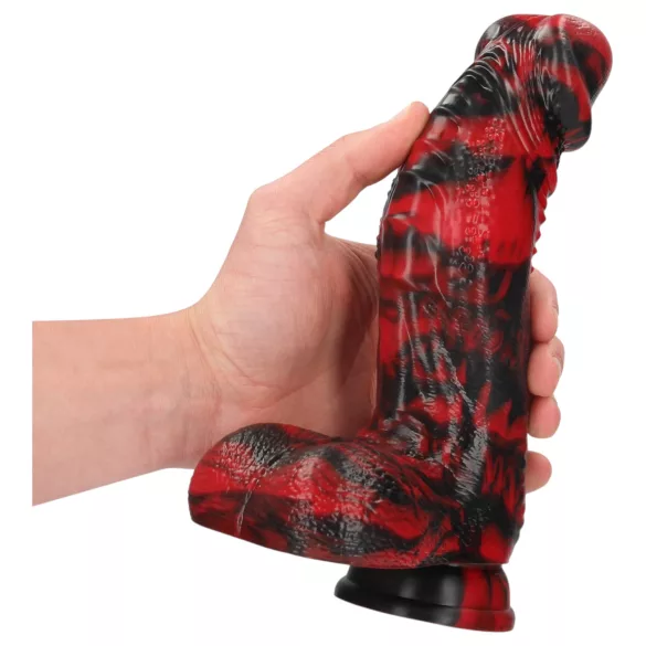 Ouch! Dark Lycan Spawn - silikon fantasidildo (rød-svart)