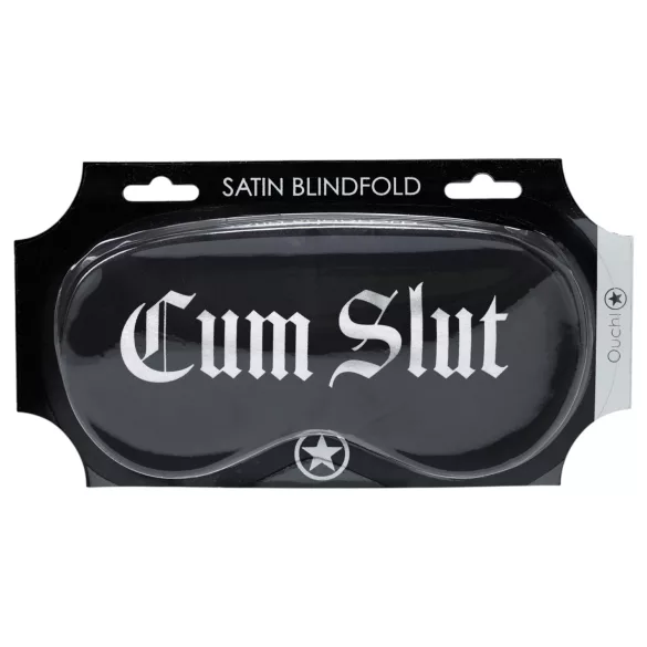 Ouch! - sateng øyemaske med teksten «Cum Slut» (svart)