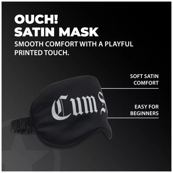 Ouch! - sateng øyemaske med teksten «Cum Slut» (svart)