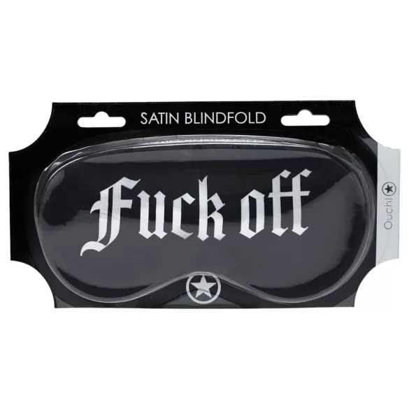 Ouch! - sateng søvnmaske med «Fuck Off»-tekst (svart)