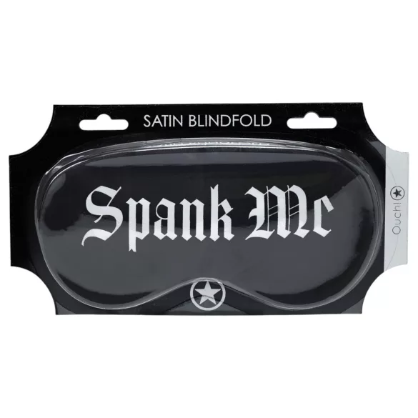 Ouch! - sateng sovemaske med «Spank Me»-tekst (svart)
