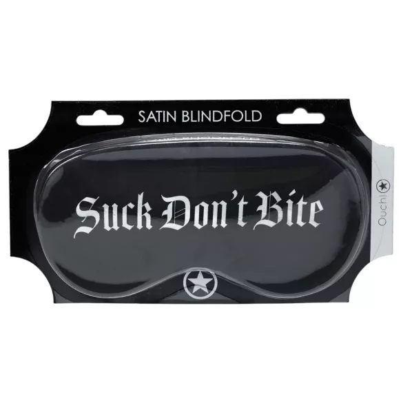 Ouch! - sateng sovemaske med teksten "Suck Don't Bite" (svart)