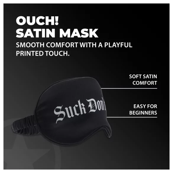 Ouch! - sateng sovemaske med teksten "Suck Don't Bite" (svart)
