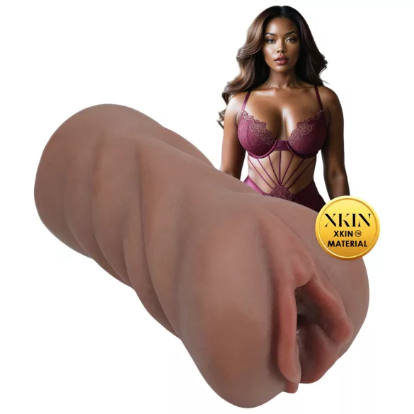 XKIN Next Door Amani - realistisk kunstig vagina-masturbator (mørk naturfarge)