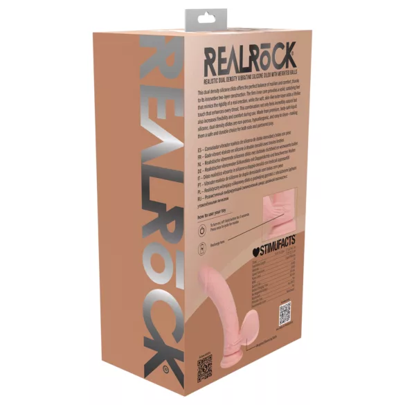 RealRock - realistisk vibrator med dobbel tetthet (hudfarget) - 15 cm