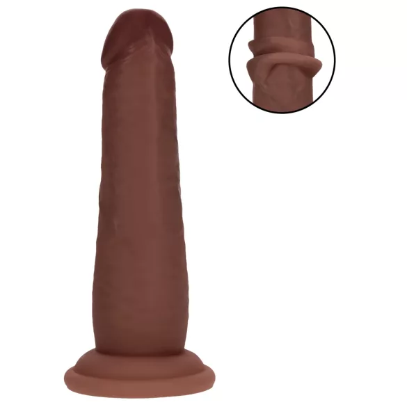 RealRock - realistisk dildo med dobbel tetthet (brun) - 15,5 cm